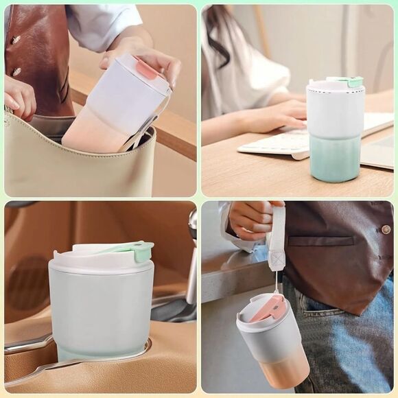 Travel Coffee Mug 12 Oz. 2 Pack Leak Proof Reusable Hot/Cold Double Walled NIB - Picture 6 of 8